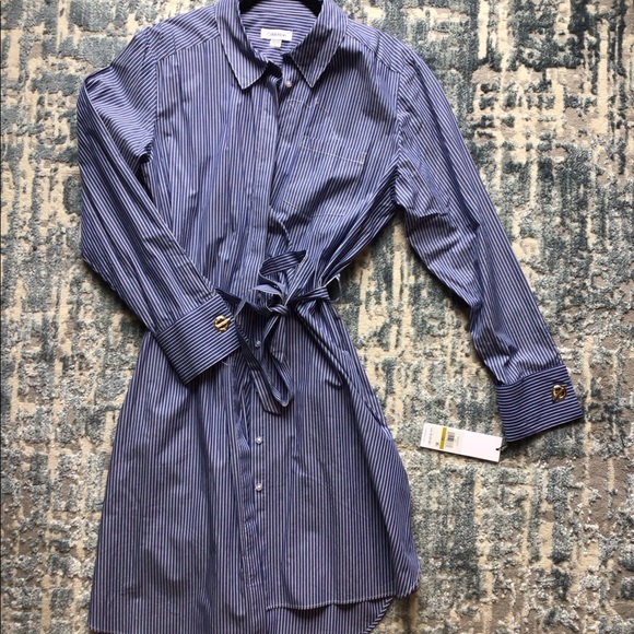 Calvin Klein Dresses & Skirts - NWT, Calvin Klein Nautical, Blue and White Striped Shirt dress.
